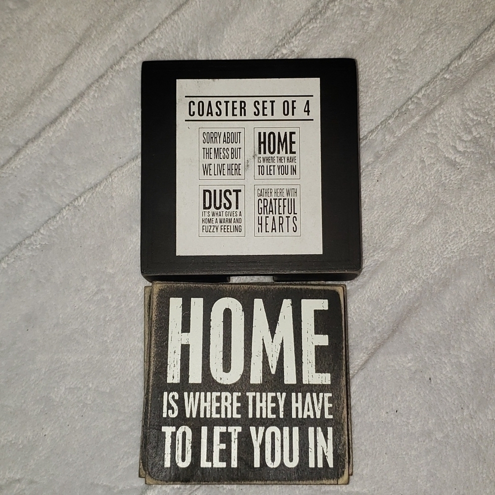 NWT- Brand New Set of 4 Coasters with Holder - Picture 2 of 3